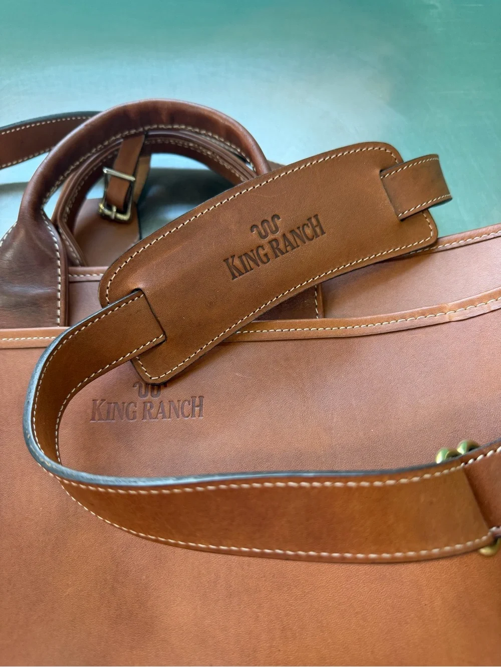 King Ranch Men's Leather Briefcase in Tan